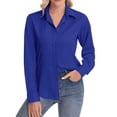 thumbnail image 3 of Camisas con botones para mujer Siliteelon de manga larga, color azul real, 3 of 5