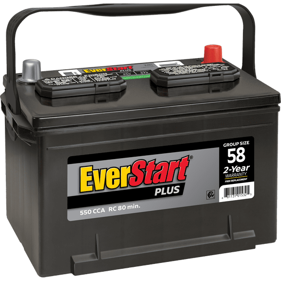 EverStart Plus Group Size 58 12V Automotive Battery, Lead Acid, Easy Installation