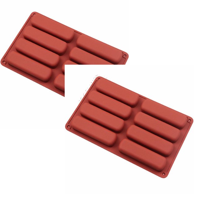 Oleegame Moule à Biscuits 2 Pcs Moule à Savon Rectangulaire pour les Mains Connecté à 8 Doigts Moule à Gâteau en Silicone Appareil de Pâtisserie Bricolage Rouge