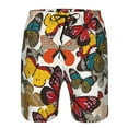 thumbnail image 3 of Cauagu Retro Floral Butterfly Print Men's Swim Trunks,Hawaiian Bathing Suit Swimsuits Beach Shorts with Pockets for Men Quick Dry Swimming Board Shorts-3X-Large, 3 of 6