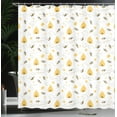 thumbnail image 4 of Ambesonne Bee Shower Curtain, Flying Bugs Hearts Beehives, 69"Wx84"L, Mustard White, 4 of 5