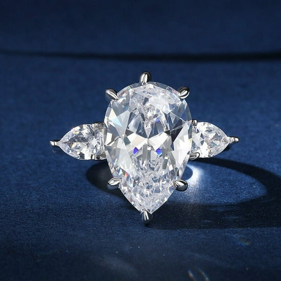 Eclet Jewels 2.5 Ct Pear Cut Diamond Rings - 14K White Gold Over Rings - Engagement Wedding Prong Setting Ring for Women's - 3 Stone Anniversary Rings for Gifts - Gorgeous Daily Wear Diamond Rings
