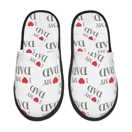 Balery I Love My Dad Slient Indoor Furry Fleece Comfort House Shoes Soft Non-Slip Home Shoes Cotton slippers House Slippers-- Large
