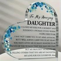 Daughter Acrylic Heart Sign Plaque Gift from Mom Dad,Desk Decor for Daughter,Gifts for Daughter,Never Forget That I Love You Sign Birthday Gifts for Daughter from Mom Dad