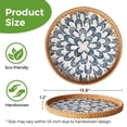 thumbnail image 2 of Round Rattan Serving Tray with Mother of Pearl Inlay, Natural Wicker Decorative Tray, 12Inch Table Decor & Food Display Tray, 2 of 7