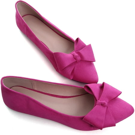 

Pfhytec LU Pointy Toe Ballet Flats for Women with Cute Bowknot Elegant Slip-ons Soft Support Daily Walking Shoes