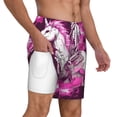 thumbnail image 3 of Picia Skull White Horse pattern Mens Swim Trunks with Compression Liner Stretch Beach Shorts Quick Dry with Zipper Pockets No-Chafing Board Shorts-Large, 3 of 9