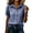 A1 Blue, variant on Women's Gingham Plaid Button Down Shirt Puff Short Sleeve Ruffle Cuff Collared Blouse with Chest Pocket Casual Summer Top for Work Vacation Picnic Cottagecore Black L