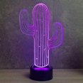 thumbnail image 3 of Lámpara de luz nocturna de flor de cactus 3d Ilusión Led 7 Cambio de color Interruptor táctil Mesa Escritorio Decoración Lámparas Regalo con base de acrílico plana Abs Usb Feliz Sencillez, 3 of 5