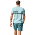 thumbnail image 5 of Sewkxo Men's Summer Casual 2 Piece Crew Neck Outfits Short Sleeve Shirt and Shorts Sets Beach Vacation,Light Green 2XL, 5 of 7