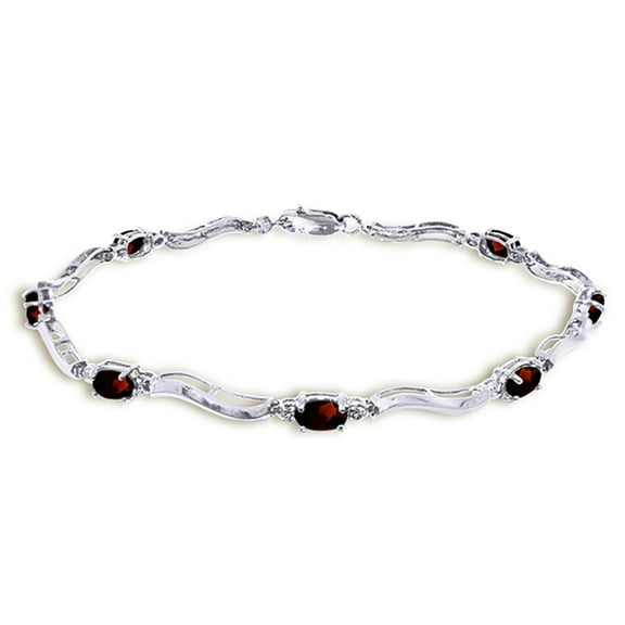 Galaxy Gold 2.01 Carat 14k Solid White Gold Tennis Bracelet Diamond Garnet