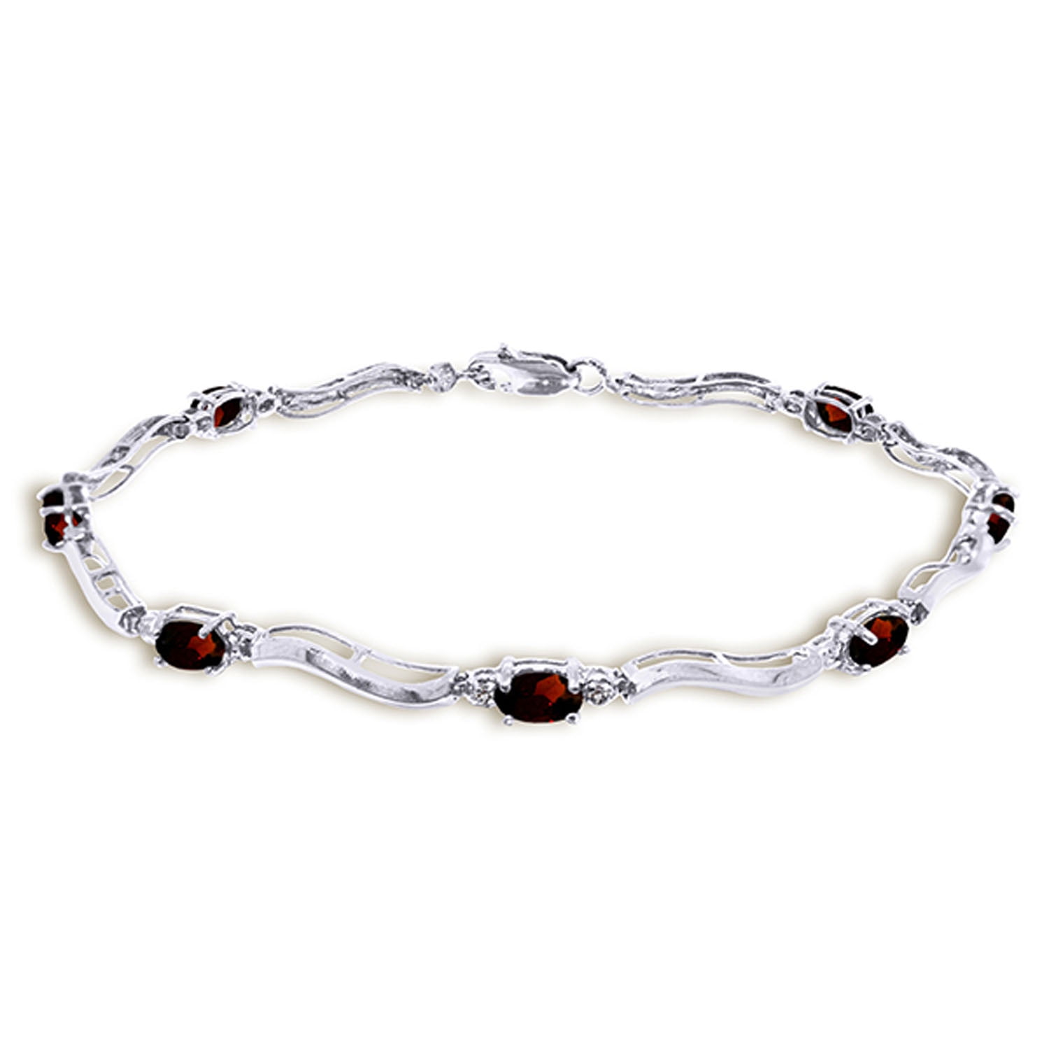 Galaxy Gold 14K Solid Gold 2.01 Carat Natural Diamond & Garnet Tennis Bracelet for Women - White Gold Fine Jewelry