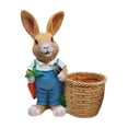 thumbnail image 2 of POLISE Spaces Easter Bunny Planter with Basket 9.8 Inch Resin Figurine in Apron Holding Flowers, Garden or Desktop Decor for Spring, Patio or Indoor Display & Gift, 2 of 6