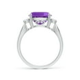 thumbnail image 2 of ANGARA Natural Cushion 3.65 ct Amethyst Solitaire Ring with Diamond Accents in 14K White Gold for Women (Size-10mm) | February Birthstone, Anniversary, Jewelry Gift for Women | Natural Amethyst Ring, 2 of 9