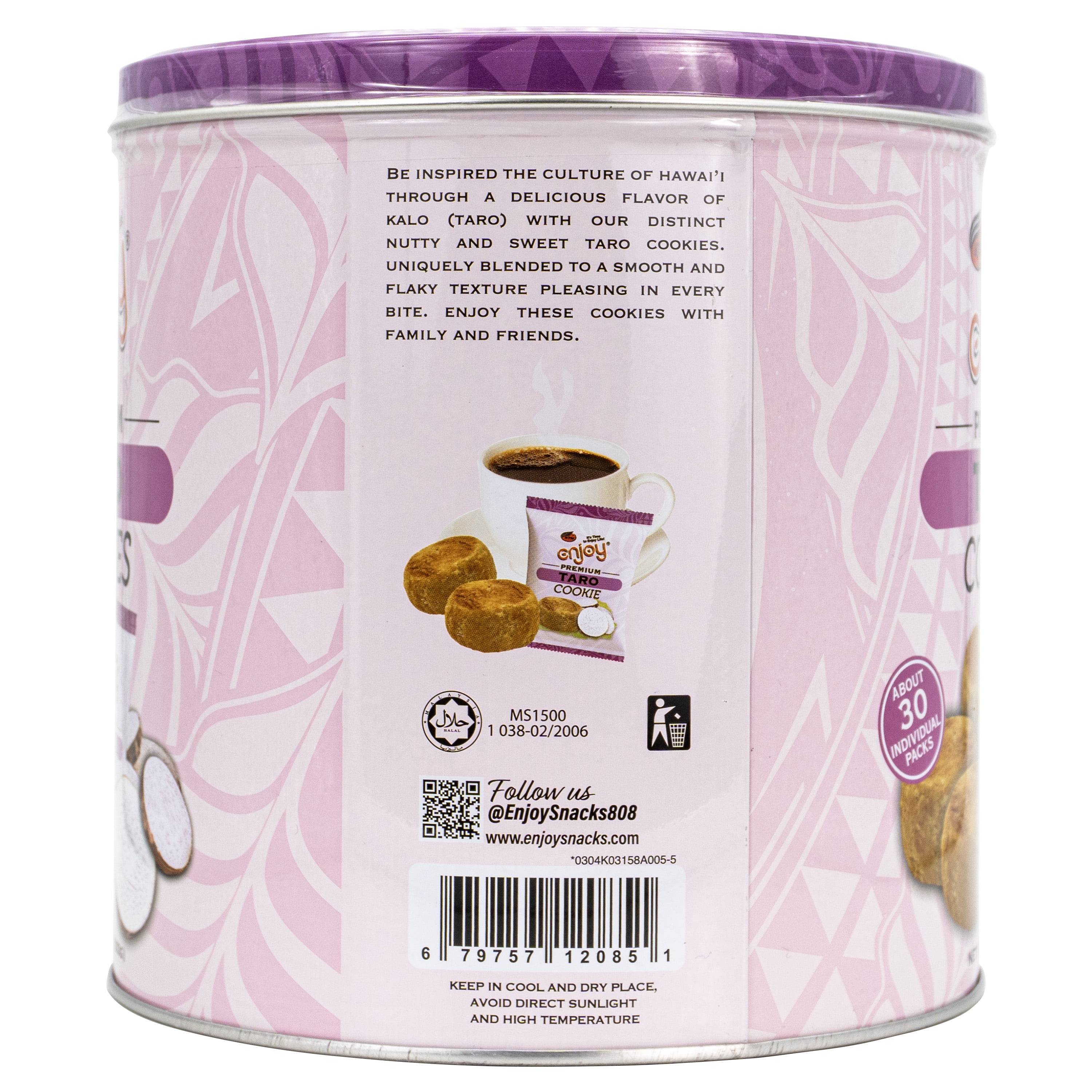 Enjoy Taro Cookies Tin (10.58 oz), Contains Wheat, Coconut, Milk