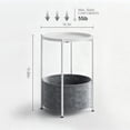 thumbnail image 3 of Small Round Side Table with Felt Storage Basket, Metal End Table with Removable Tray and Adjustable Feet, Accent Table for Nursery, Bedroom, Living Room, Laundry Room, White, 3 of 5