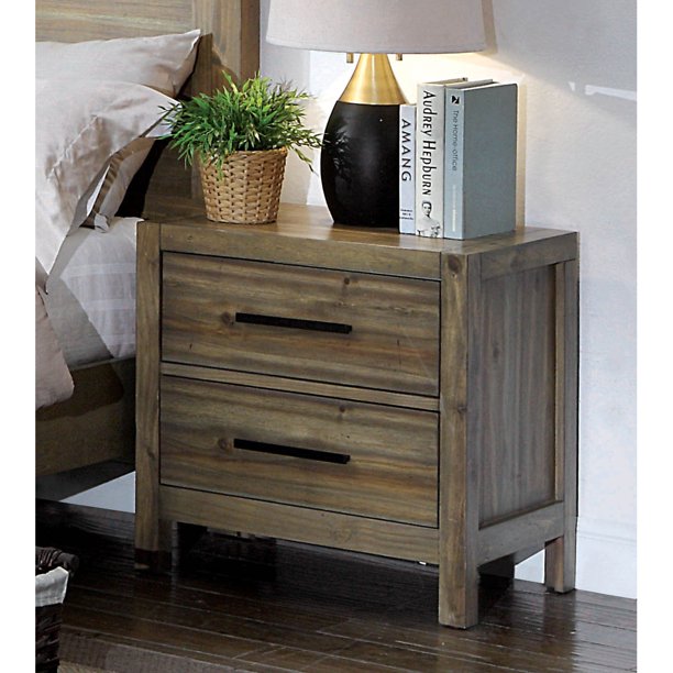 Furniture Of America Coppelia Nightstand With 2 Drawer Light Oak Walmart Com Walmart Com