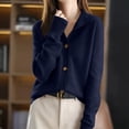 thumbnail image 2 of FRSASU Women's Sweaters Lightweight Fall Winter Casual Long Sleeve Crewneck Button up Coats Navy, 2 of 8
