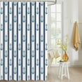 thumbnail image 4 of Fabric Shower Curtain, Summer Ocean Anchor Blue Stripes Bathroom Curtain with 12 Hooks Waterproof No Bad Odor Machine Washable Bath Curtains for Bathroom, Spa Room, Background Cloth, 72"x72", 4 of 6