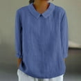 thumbnail image 2 of ZyeKqe Cotton Linen Shirt for Women 3/4 Sleeve Length Top V Neck Casual Loose Plus Size Blouses, 2 of 5
