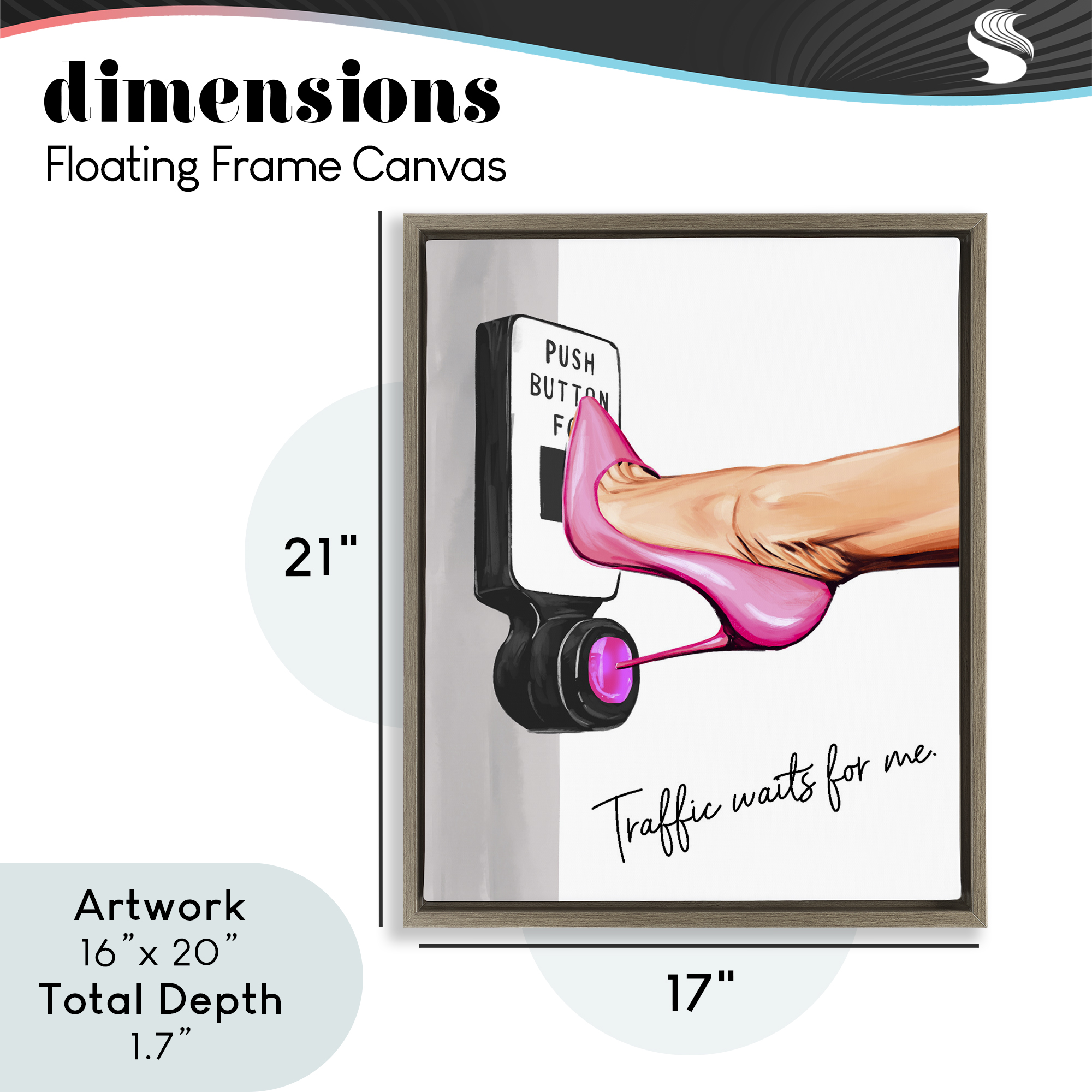 Traffic Waits for Me Heels Brown Framed Floater Canvas Wall Art, design by Ziwei Li