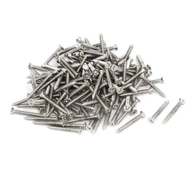 Unique Bargains M3 x 25mm Phillips Flat Head Self Tapping Screws Silver Tone 180pcs