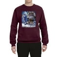 thumbnail image 2 of Wolves and the Moon in the Winter Night | Mens Animal Lover Crewneck Graphic Sweatshirt, Maroon, 3XL, 2 of 3