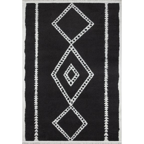 Momeni Monaco Geometric Polyester Black Area Rug 2' X 3'