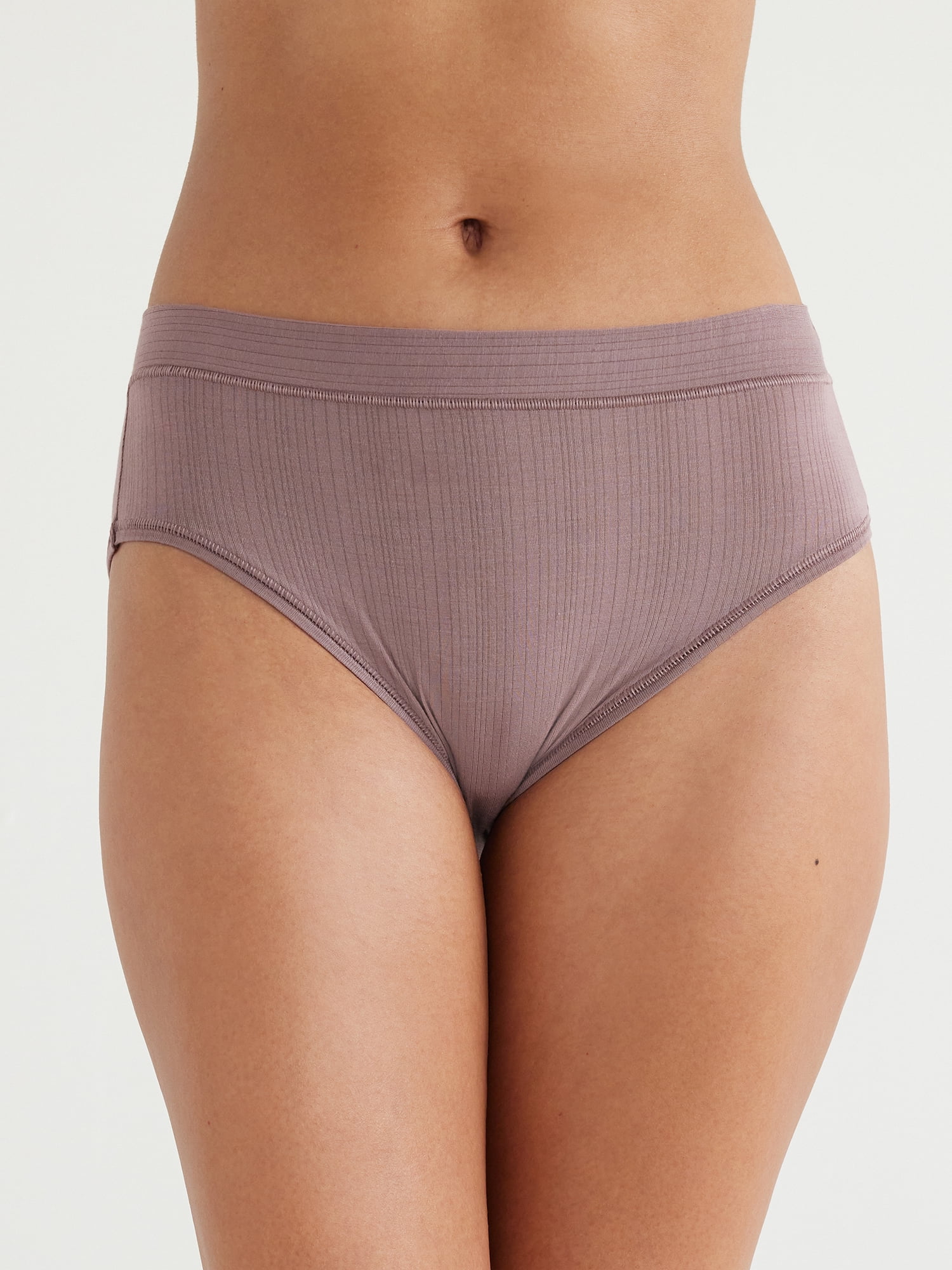 Joyspun Women's Ribbed Modal Hi Cut Brief Panties 3-Pack