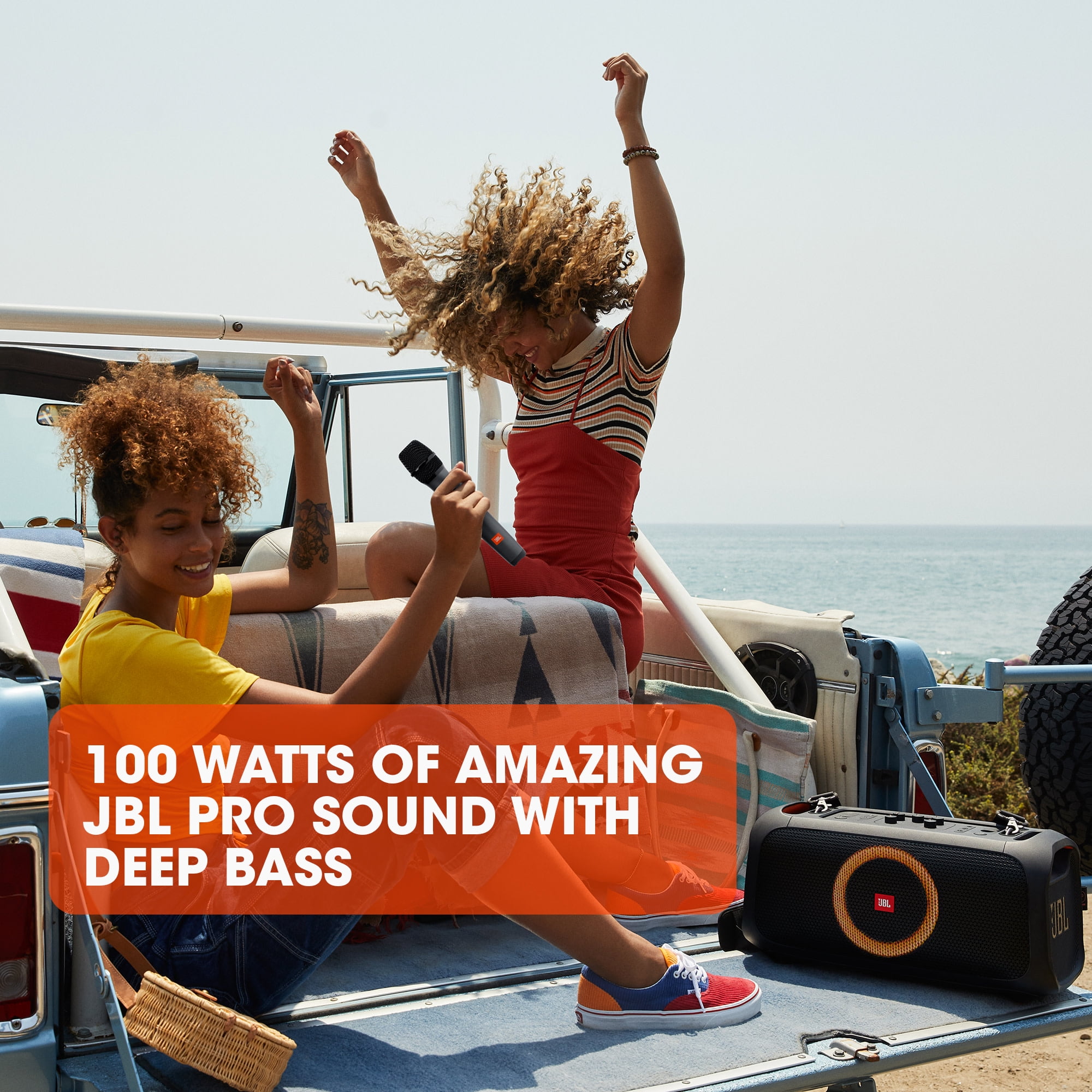 JBL PartyBox OnTheGo Portable Bluetooth Karaoke Speaker with Wireless Mic and Builtin Lights  (图2)