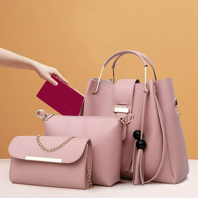PRETXORVE Womens Purse and Handbag 3 Pcs Set Tassel Tote Satchel Shoulder