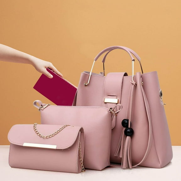 shyuyusa Womens Purse And Handbag 3 Pcs Bag Set Tassel Tote Clutch Satchel Top Handle Shoulder Bag Handbag Set Clutch Top Handle Totes Satchels Crossbody Bag Wallet For Travel