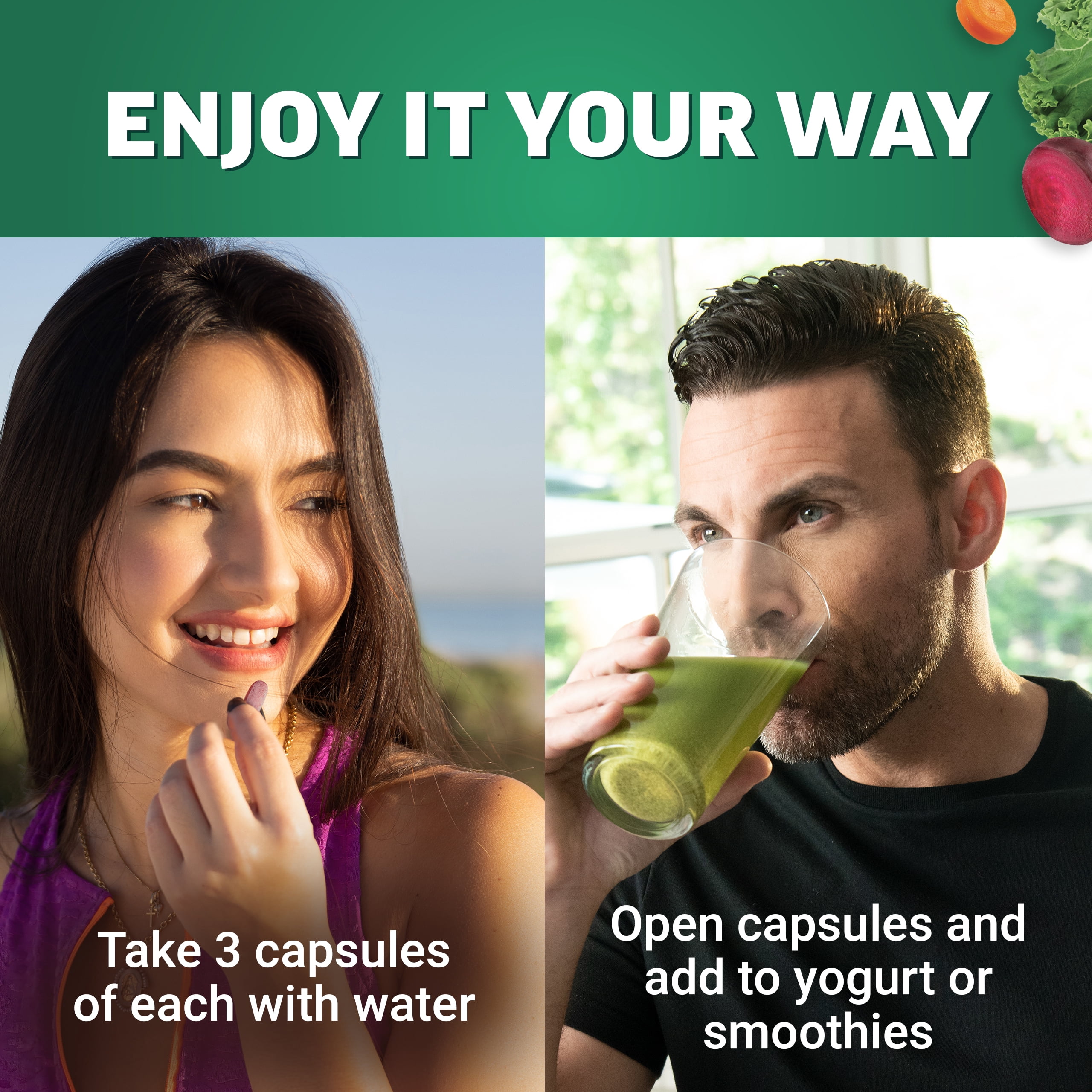 (3 pack) Force Factor Fruits & Veggies, Fruit & Vegetables Supplements for Adults, Whole Food Ingredients & Antioxidants, No Fillers, 2-Pack, 90 Capsules Each