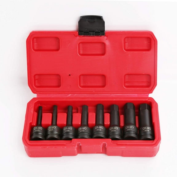 WINMAX AUTOMOTIVE TOOLS 8 Pieces SAE Standard 1/2" Drive Impact Socket Set Hex Bits Long Air Allen Driver