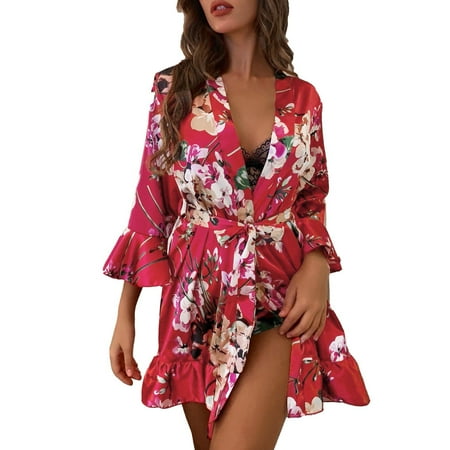 

Betiyuaoe Pajama Lingerie Set for Women Satin Silk Pajamas Nightdress Robes Underwear Sleepwear