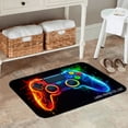 thumbnail image 2 of FJPT Non Slip Flannel Polyester Floor Mat With Vibrant Game Controller Design In Fire And Ice Theme For Bathroom Kitchen Bedroom Decor 16x24 inch, 2 of 5
