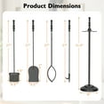 thumbnail image 3 of Gymax Ensemble d'Outils de Cheminée 5 Pcs avec Pinces à Tisonnier, Brosse, Pelle et Support Rond Noir, 3 of 10