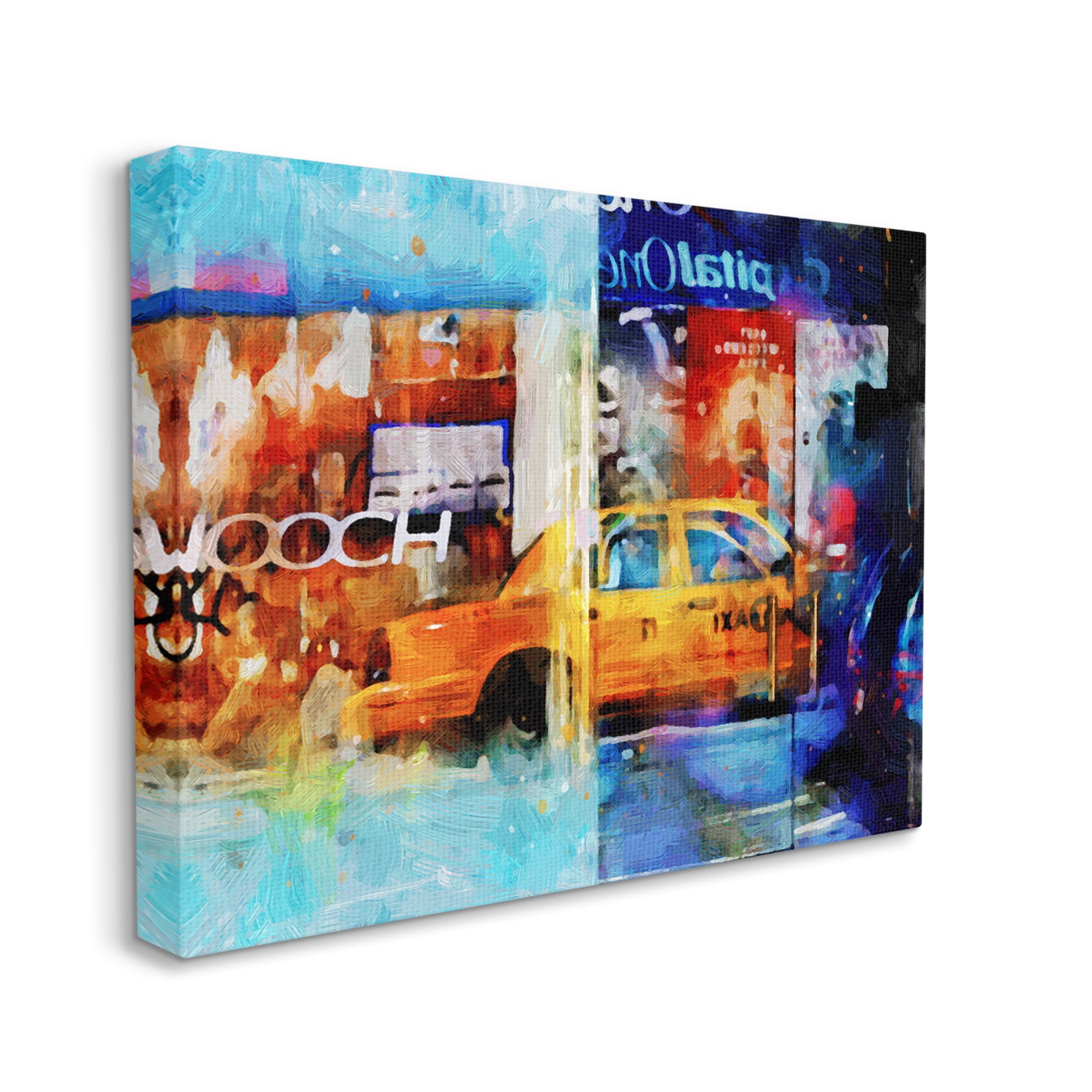 Stupell Industries Modern Taxi Collage Transportation Painting Gallery Wrapped Canvas Print Wall Art, 40 x 30