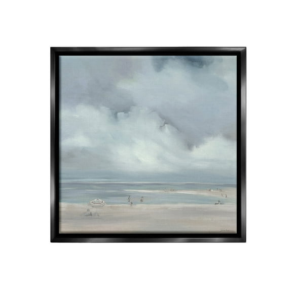 Stupell Industries Foggy Beach Landscape Landscape Painting Black Floater Framed Canvas Art Print Wall Art, 18 x 18