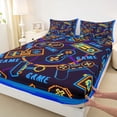 thumbnail image 3 of Homewish Video Game Twin Sheet Sets 3pcs for Female Men Adults,Abstract Gamepads Twin Fitted Sheet Microfiber,Geometric Stripes Breathable Flat Sheet,Microfiber Bedroom Decor, 3 of 7