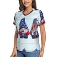 thumbnail image 2 of Xecao Cute Gnomes in USA1 for Women's V-Neck T-Shirts-Elegant Half-Sleeve Tops Perfect for Summer-Small, 2 of 5