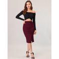thumbnail image 3 of Unique Bargains Jupe Moulante Midi Froncée pour Femmes Rouge Foncé TP, 3 of 6