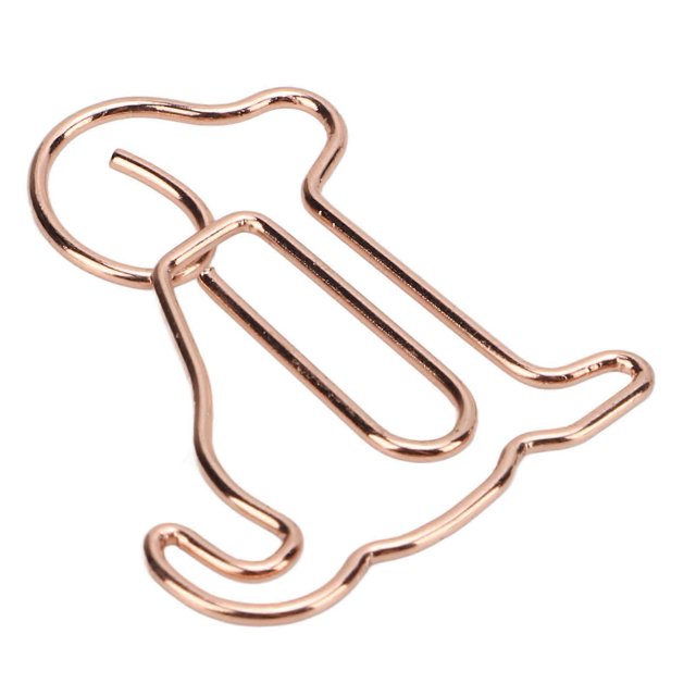 20pcs Shaped Paper Clips Animal Dog Shapes Rose Gold Light Portable Fun Organizing Metal Clips for Documents
