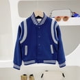 thumbnail image 4 of Karoyedx Jackets for Boys Kids Baseball Jackets Boys Girls Fit Varsity Jacket Casual Lightweight Button Cardigan Color Block School Coats Navy Size,8-9 Years, 4 of 5