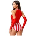 thumbnail image 4 of YiZYiF Womens Rhinestone Striped Circus Gymnastics Leotard with Gloves Halloween Ringmaster Costume Red XXL, 4 of 7
