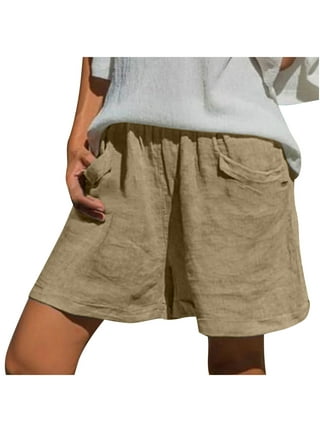 Linen Women Shorts, High Waisted Shorts, Summer Cargo Shorts, Wide