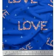 thumbnail image 1 of Soimoi Blue Poly Georgette Fabric Triangle & Floral Love Text Print Fabric by the Yard 52 Inch Wide, 1 of 3