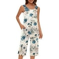 thumbnail image 4 of Tnhcen Women's Daily Comfort Sleepwear Printed Sleeveless Crew Neck Top & Capri Pants Set Easy to Mix & Match S-2XL, 4 of 7