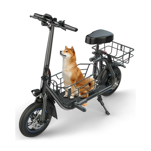 GYROOR Electric Scooter with Seat for Pets and Adults, 550W Powerful Motor 20miles Distance Max 18.6MPH Speed Spacious Storage Space LED Display, C1S