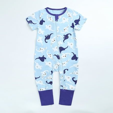 

Simplmasygenix Mothers Day Gifts Baby Romper Toddler Baby Boys Girls Cute Cartoon Leaf Cat Pattern Short Sleeve Double Zipper Romper Jumpsuit